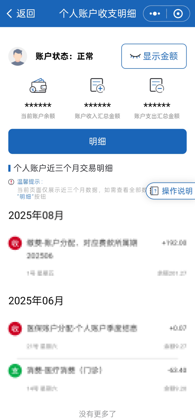 如何查詢醫保個人賬戶收支明細？