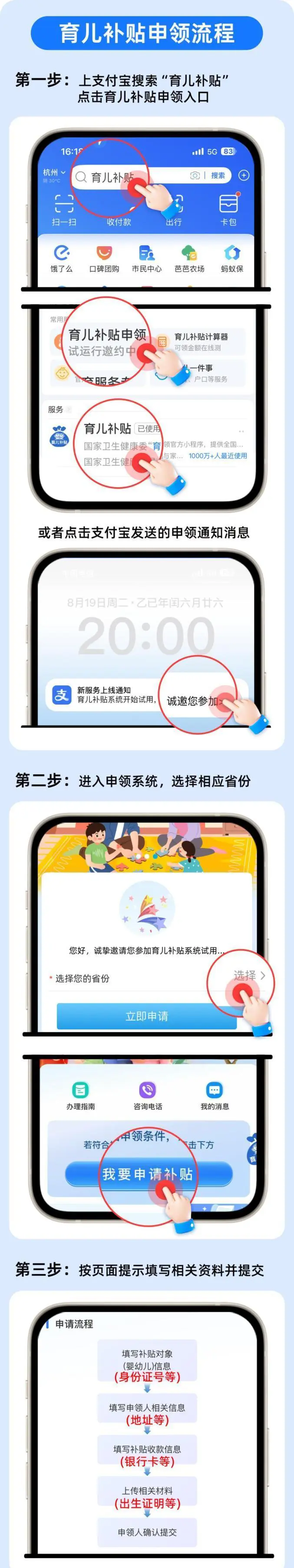 育兒補貼申領入口上線！8月31日前各地開放申領