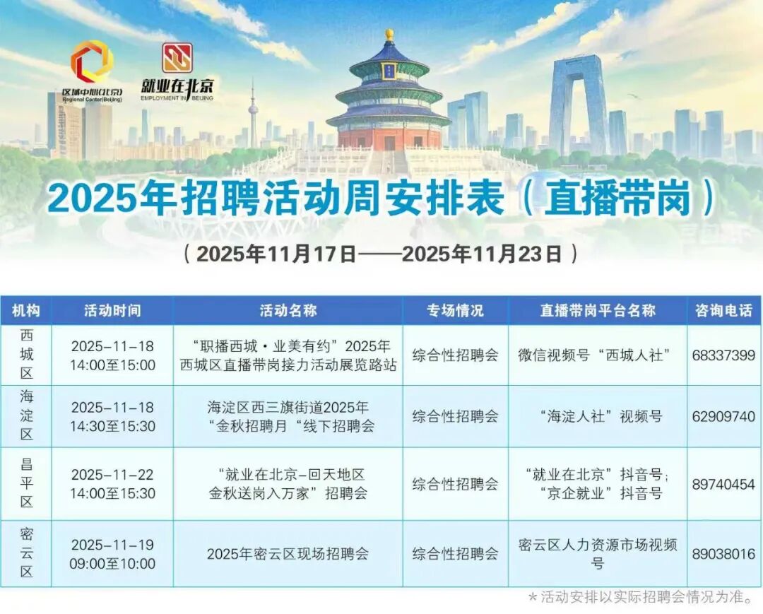 11月17日至11月23日招聘活動早知道！戳進來看——