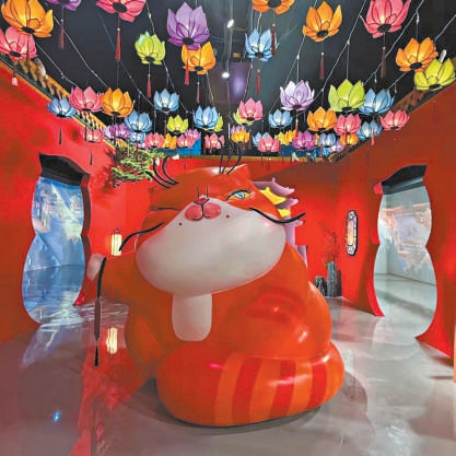 AI全息劇《畫裏有神喵》互動裝置。 AI全息劇《畫裏有神喵》互動裝置。