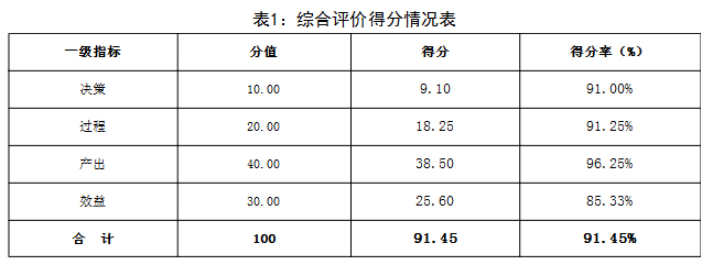 表1:綜合評價得分情況表 表1:綜合評價得分情況表