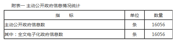 附表一 主動公開政府信息情況統計