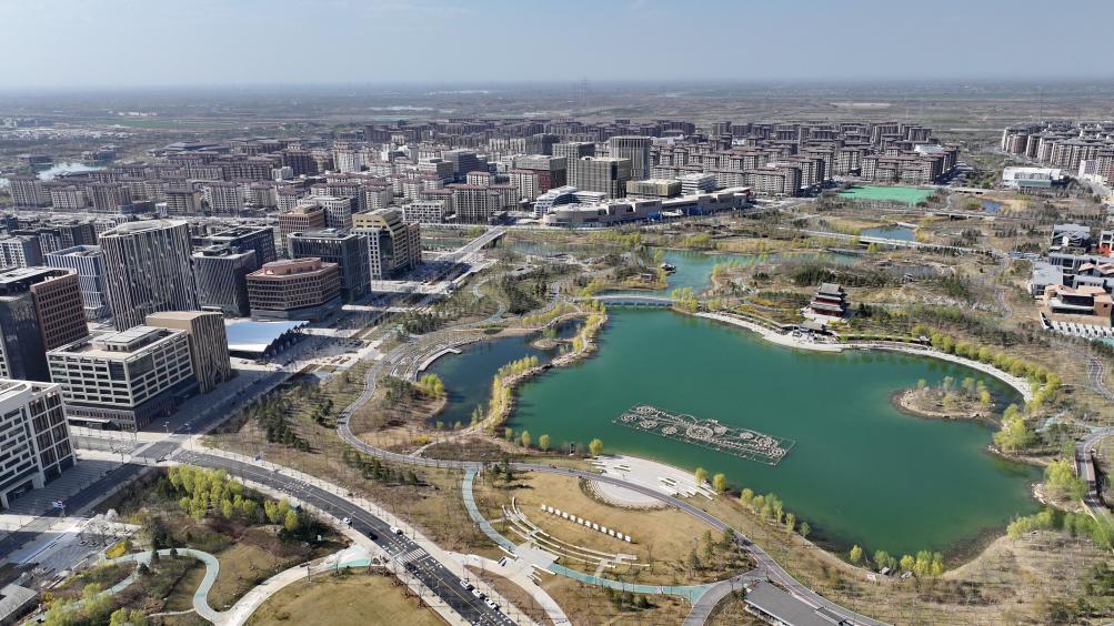 這是雄安新區金湖公園(2024年3月29日攝,無人機照片)。 這是雄安新區金湖公園(2024年3月29日攝,無人機照片)。