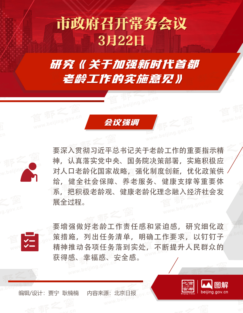 市政府常務會議:研究《關於加強新時代首都老齡工作的實施意見》 市政府常務會議:研究《關於加強新時代首都老齡工作的實施意見》