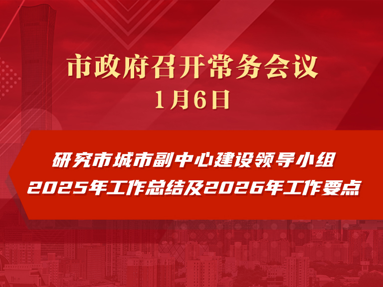 市政府常務會議圖解：研究市城市副中心建設領導小組2025年工作總結及2026年工作要點