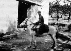 包森騎著繳獲的日軍戰馬留影。