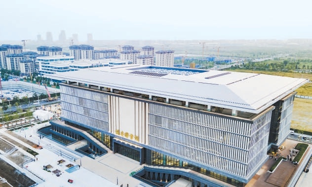 雄安圖書館外立麵像一部簡牘。