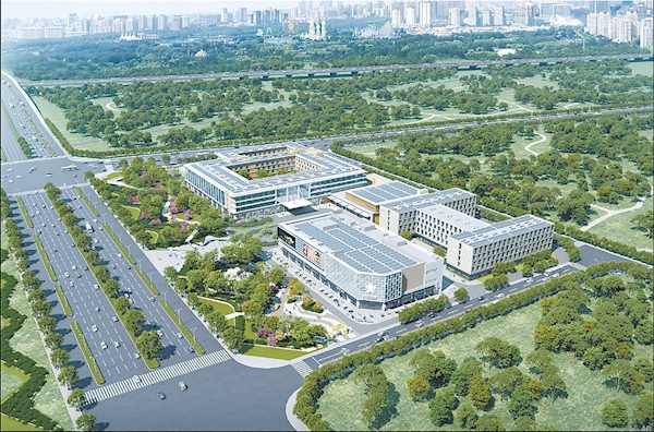 台湖酒店及商業綜合體項目鳥瞰效果圖。