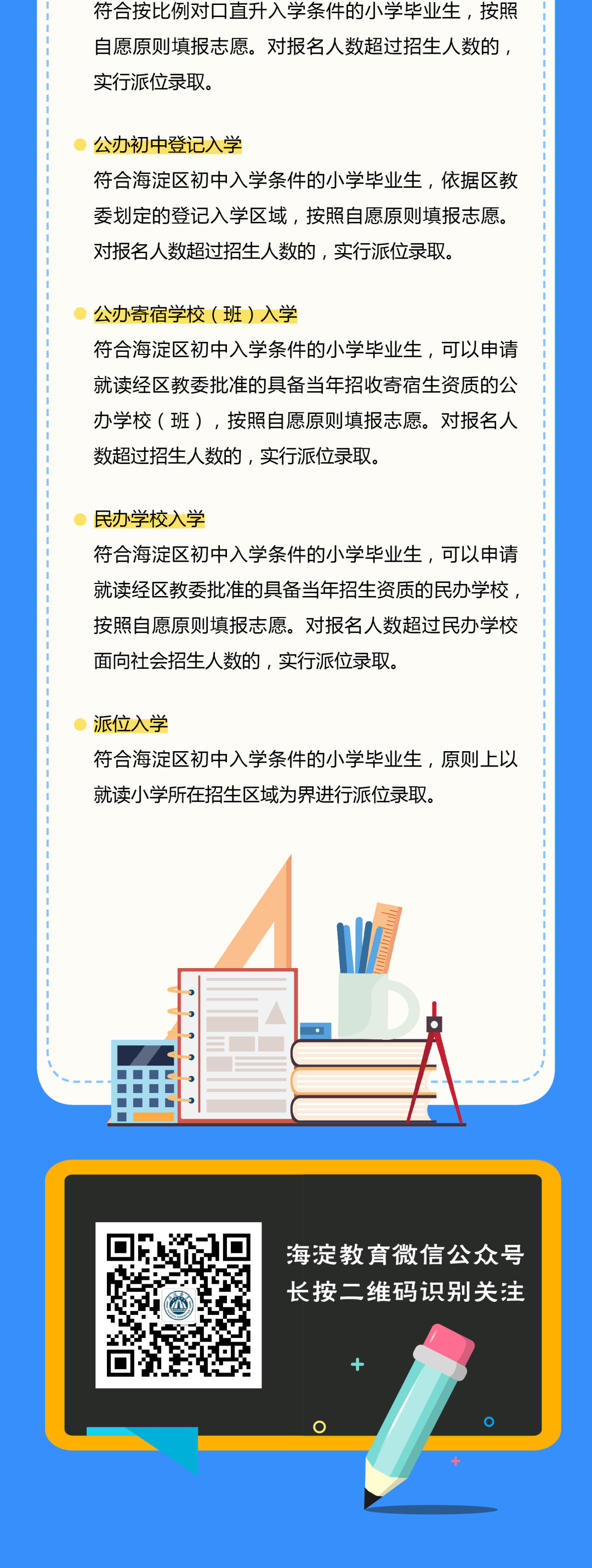 一圖讀懂海澱區2023年初中入學工作
