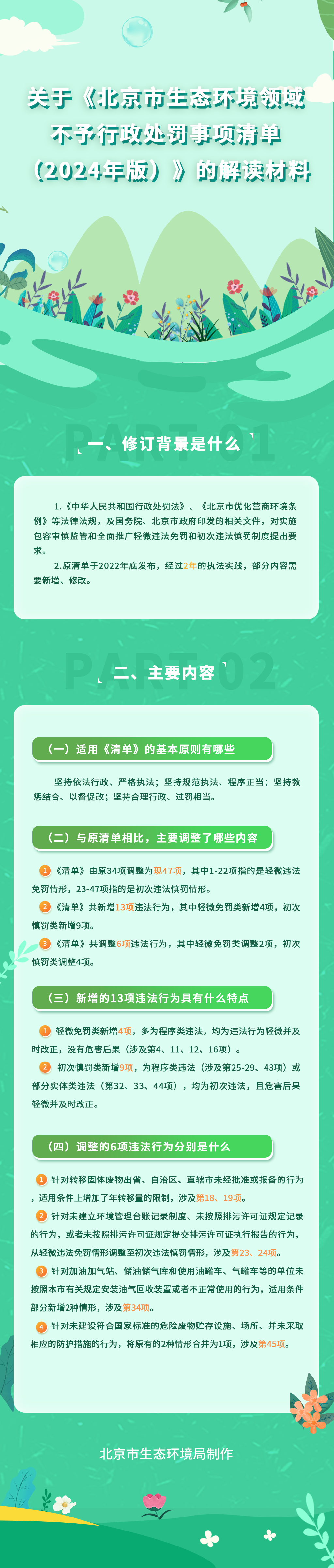 一圖讀懂、音頻解讀：北京市生態環境局關於印發《北京市生態環境領域不予行政處罰事項清單（2024年版）》的通知
