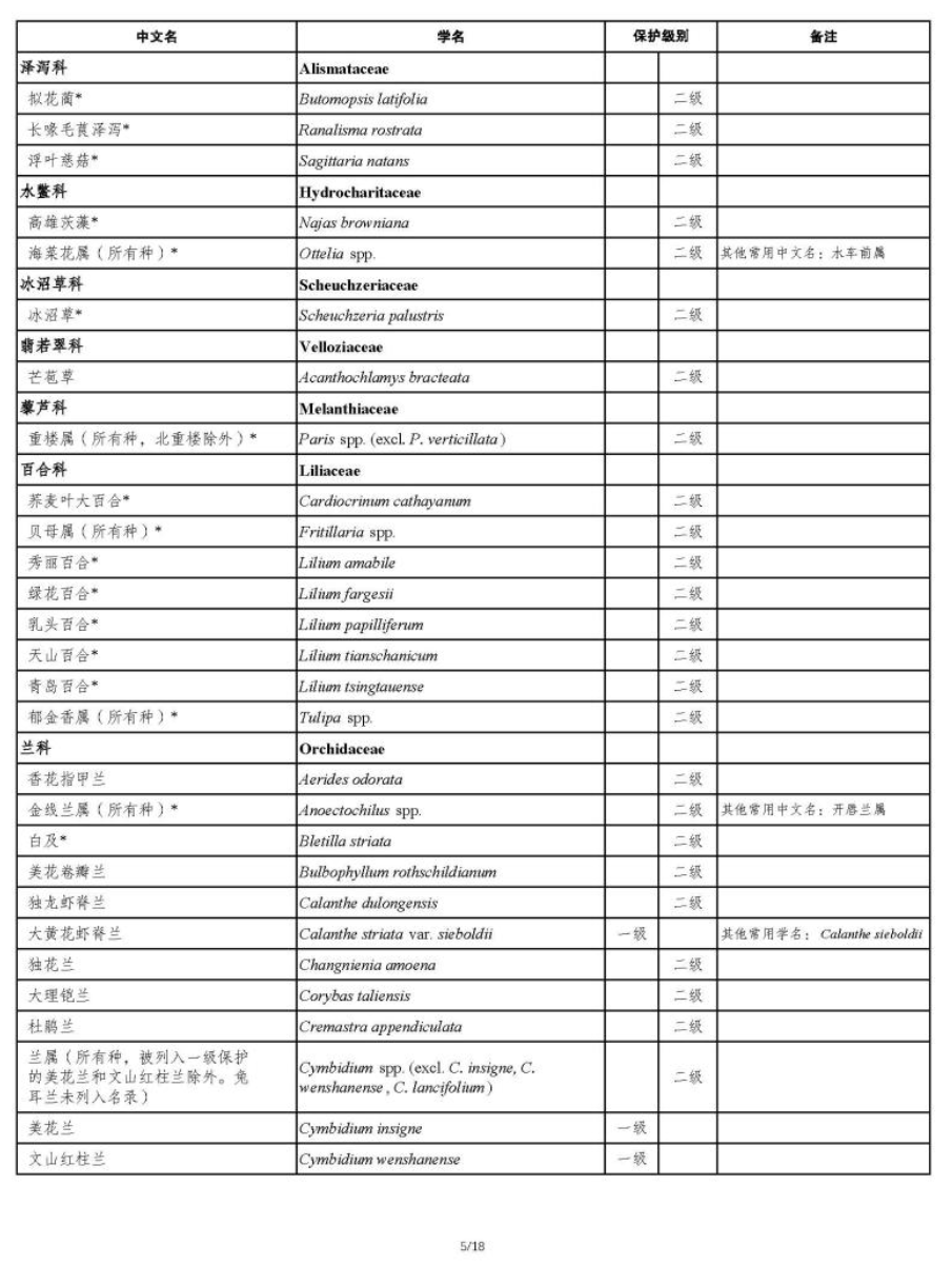 國家重點保護野生植物