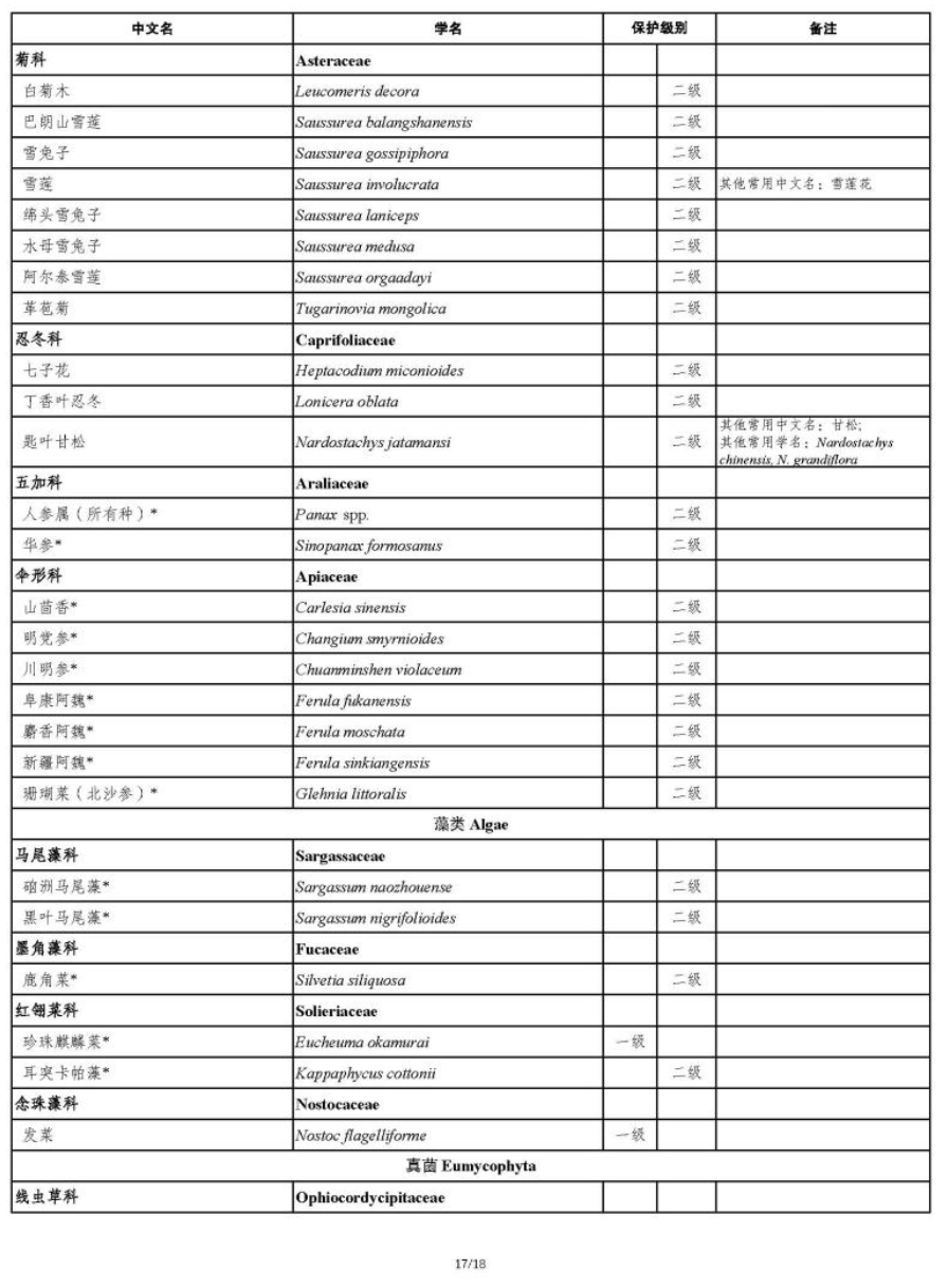 國家重點保護野生植物